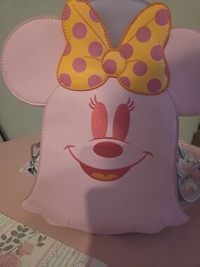 Pink Minnie-Inspired Crossbody Bag with Yellow Polka Dot Bow